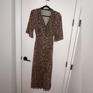 & Other Stories Brown Leopard Long Sleeve Dress